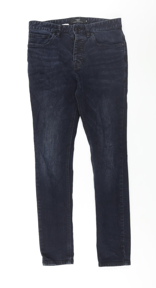 NEXT Mens Blue Cotton Skinny Jeans Size 30 in L30 in Regular Button