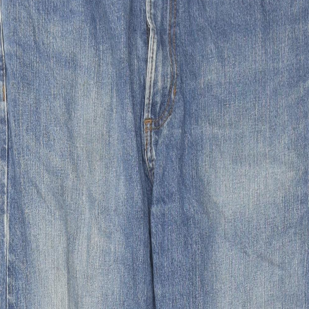 Marks and Spencer Mens Blue Cotton Straight Jeans Size 32 in L31 in Regular Zip