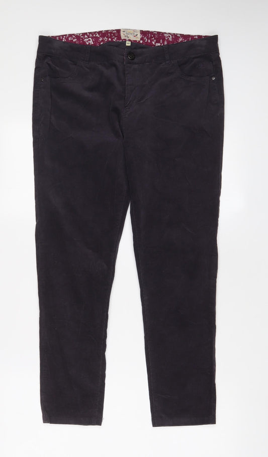 Debenhams Womens Purple Cotton Trousers Size 14 L26 in Regular Zip