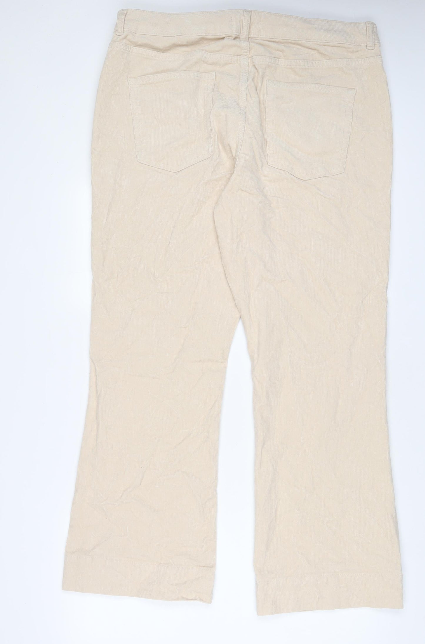 Marks and Spencer Womens Beige Cotton Trousers Size 20 L30 in Regular Zip