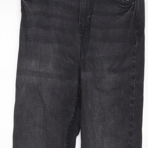 Denim & Co. Boys Grey Cotton Straight Jeans Size 11-12 Years L25 in Slim Zip - Adjustable waist, Pockets