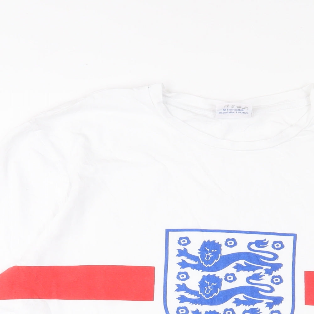 England Mens White Cotton T-Shirt Size L Crew Neck