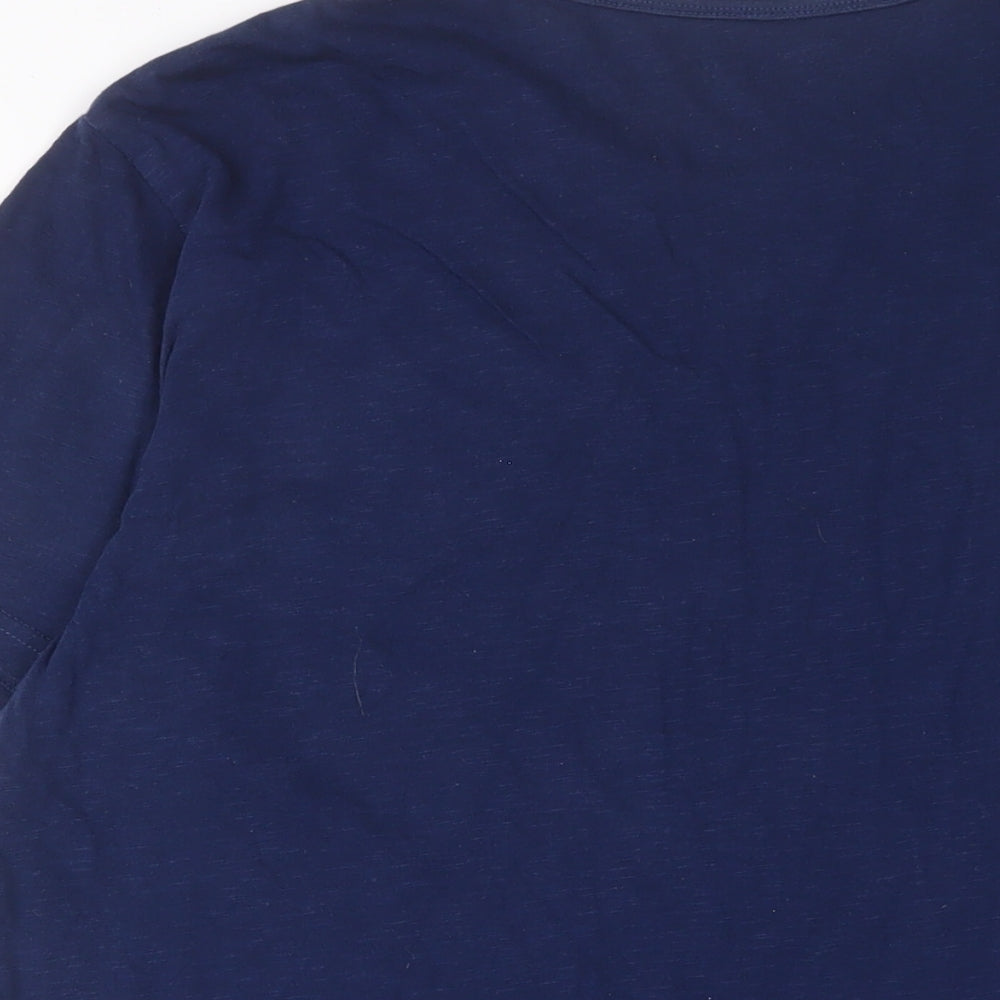 M&Co Mens Blue Cotton T-Shirt Size L Crew Neck - Britain