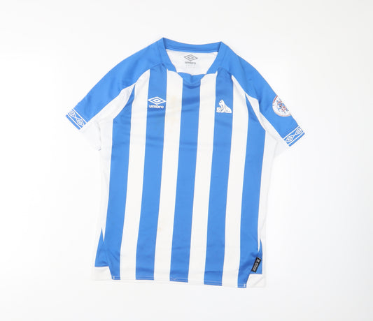 Huddersfield Town Football Club Boys Blue Striped Polyester Basic T-Shirt Size 11-12 Years Crew Neck Pullover