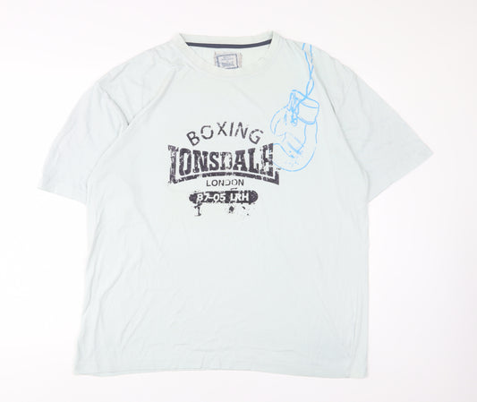 Lonsdale Mens Blue Cotton T-Shirt Size 2XL Crew Neck