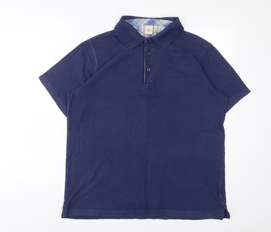 Cotton Traders Mens Blue Cotton Polo Size M Collared Button