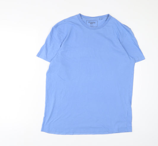 Atlantic Bay Mens Blue Cotton T-Shirt Size M Crew Neck