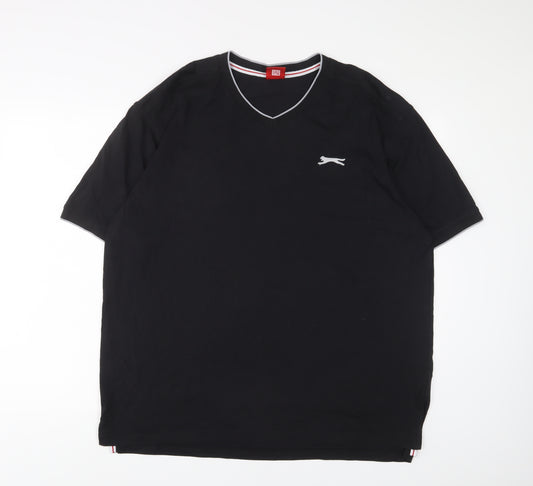 Slazenger Mens Black Cotton T-Shirt Size 2XL V-Neck