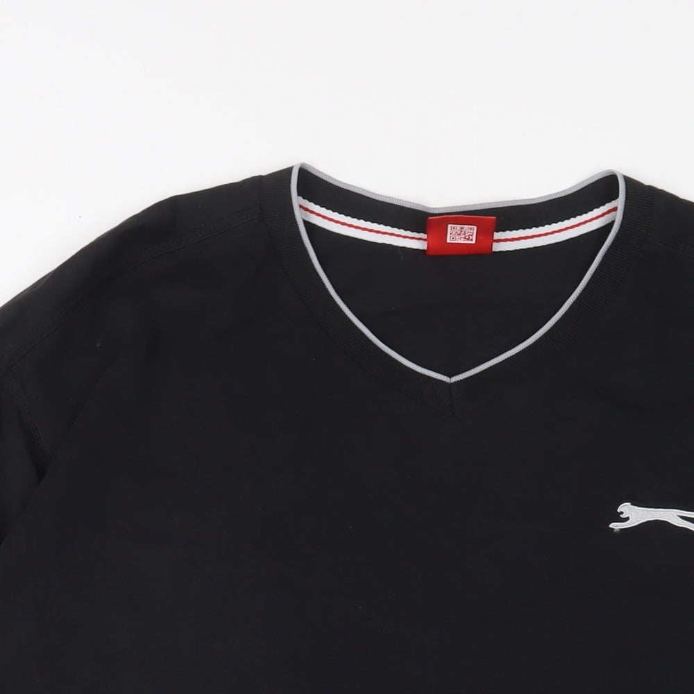 Slazenger Mens Black Cotton T-Shirt Size 2XL V-Neck