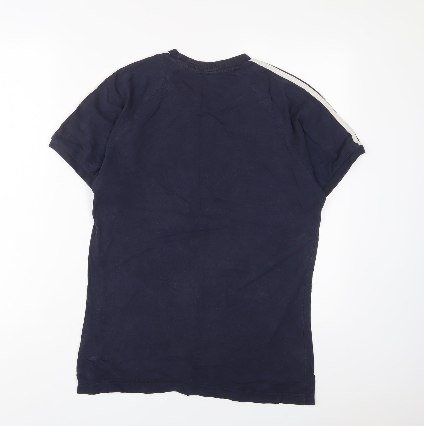 adidas Mens Blue Cotton T-Shirt Size M Crew Neck