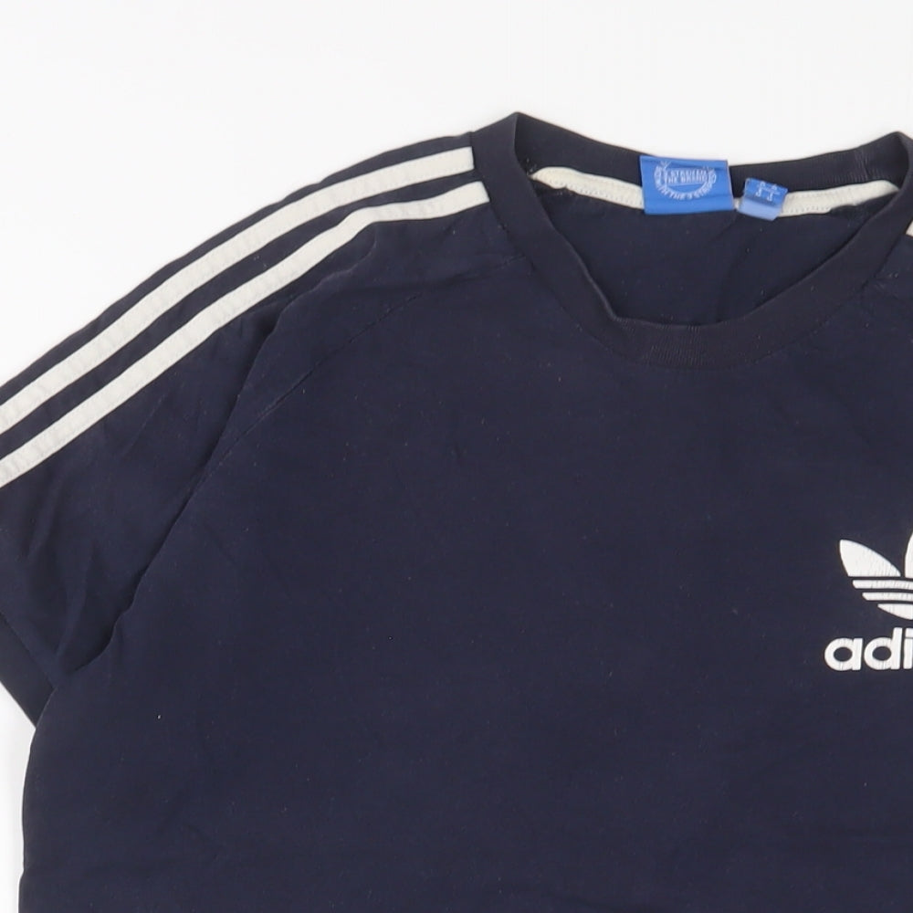 adidas Mens Blue Cotton T-Shirt Size M Crew Neck