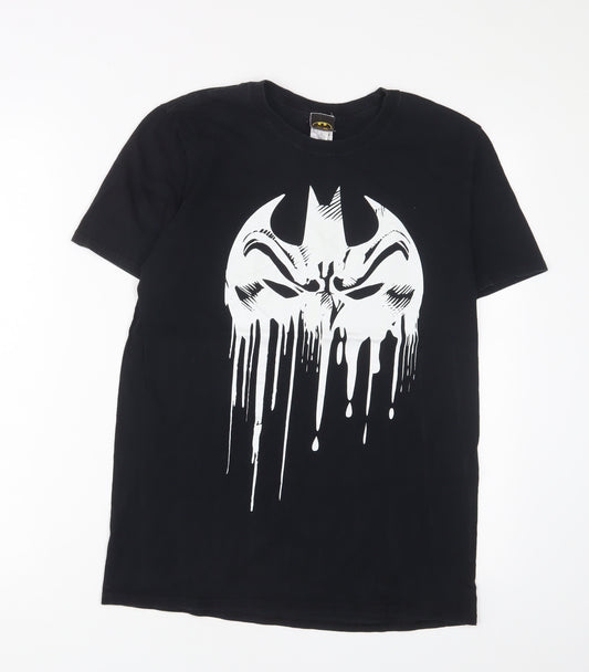 Batman Mens Black Cotton T-Shirt Size M Crew Neck