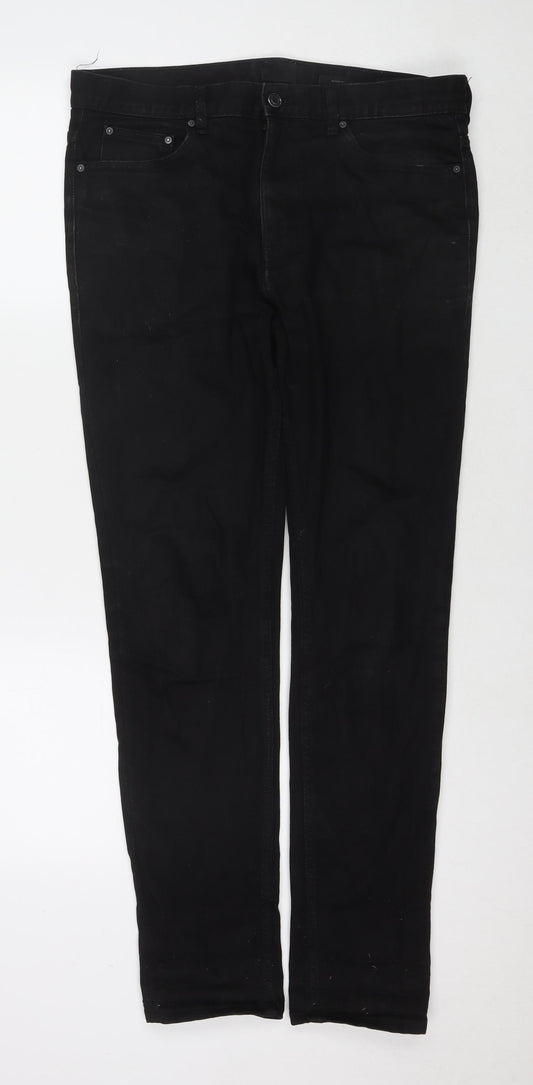 H&M Mens Black Cotton Skinny Jeans Size 32 in L30 in Regular Zip