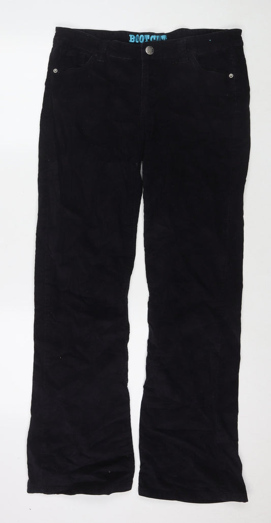 Denim & Co. Womens Blue Cotton Trousers Size 14 L31 in Regular Zip