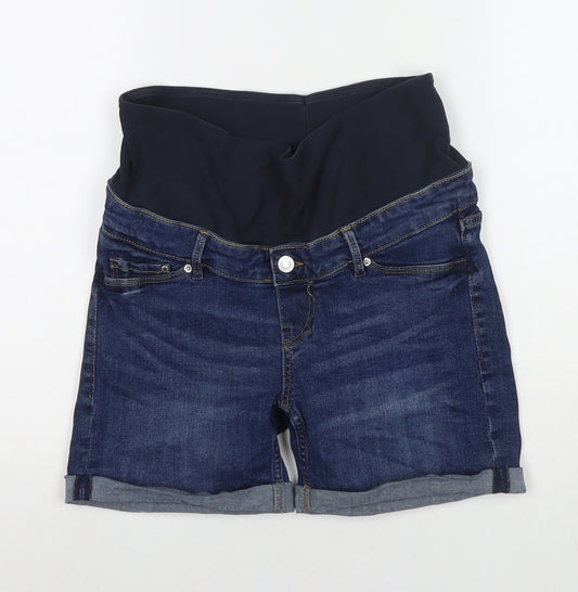 H&M Womens Blue Cotton Skimmer Shorts Size 10 L5 in Regular Button