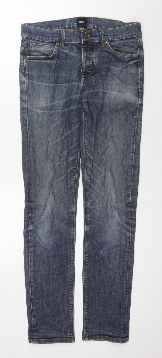 ASOS Mens Blue Cotton Skinny Jeans Size 28 in L31 in Regular Zip