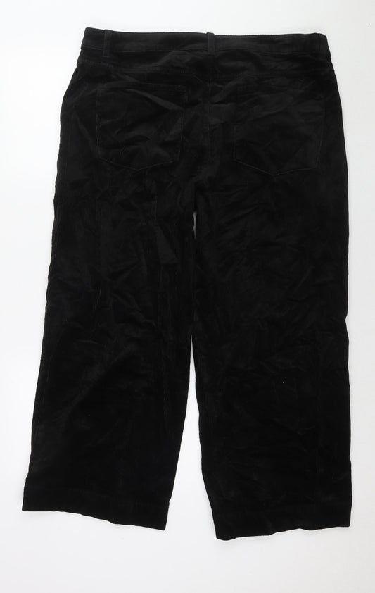 Marks and Spencer Womens Black Cotton Trousers Size 20 L24 in Regular Zip