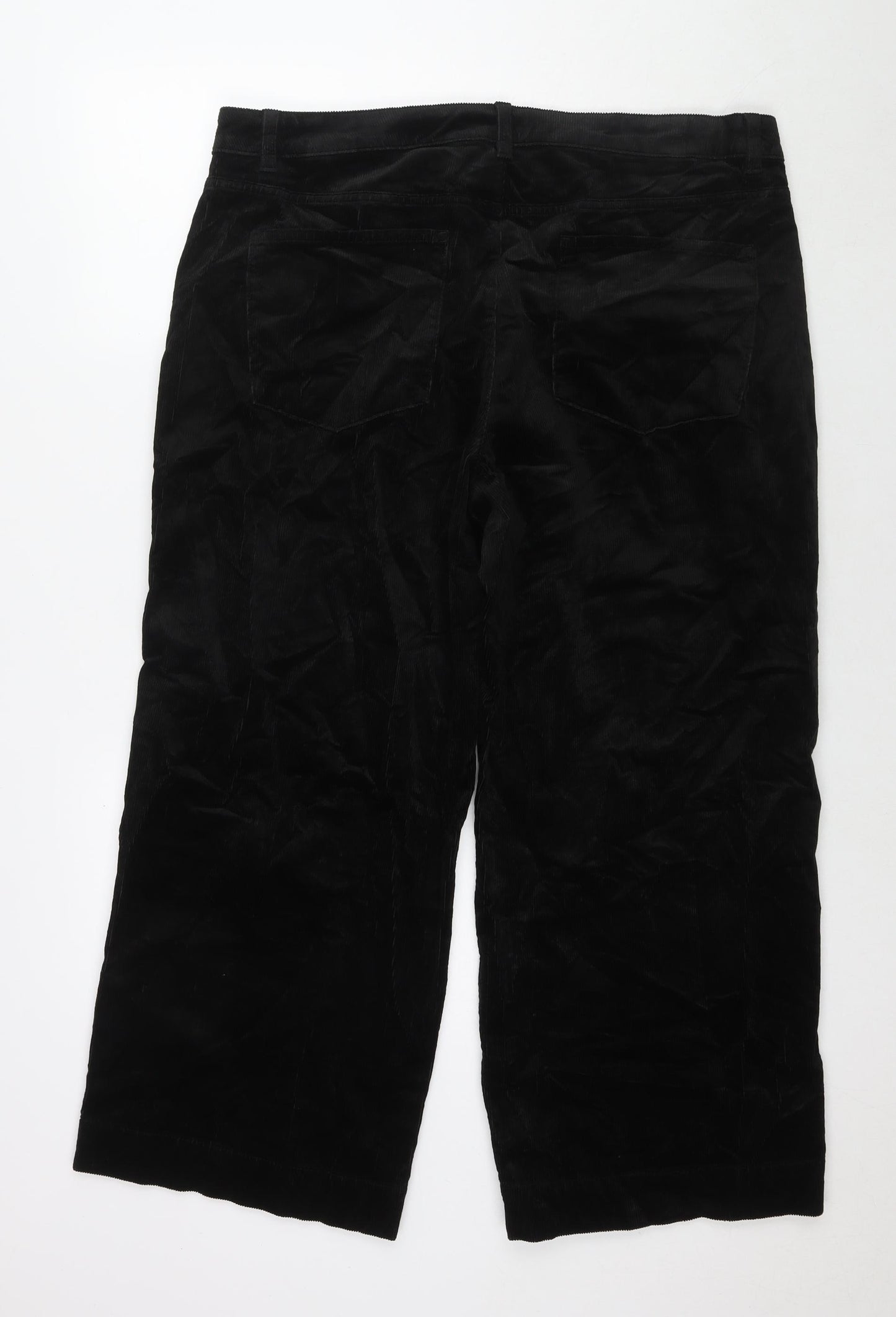 Marks and Spencer Womens Black Cotton Trousers Size 20 L24 in Regular Zip