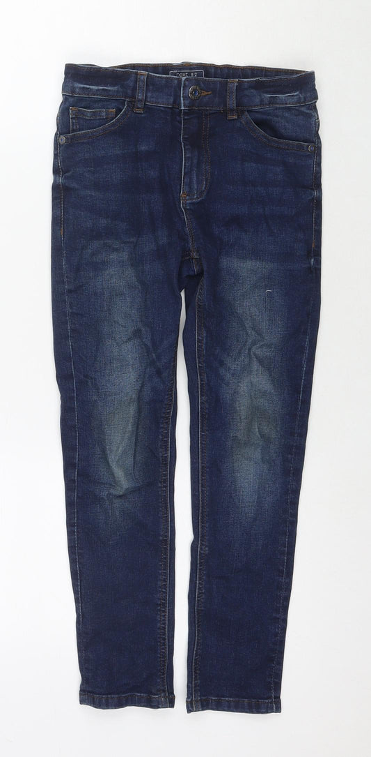 NEXT Girls Blue Cotton Skinny Jeans Size 9 Years L20 in Regular Zip