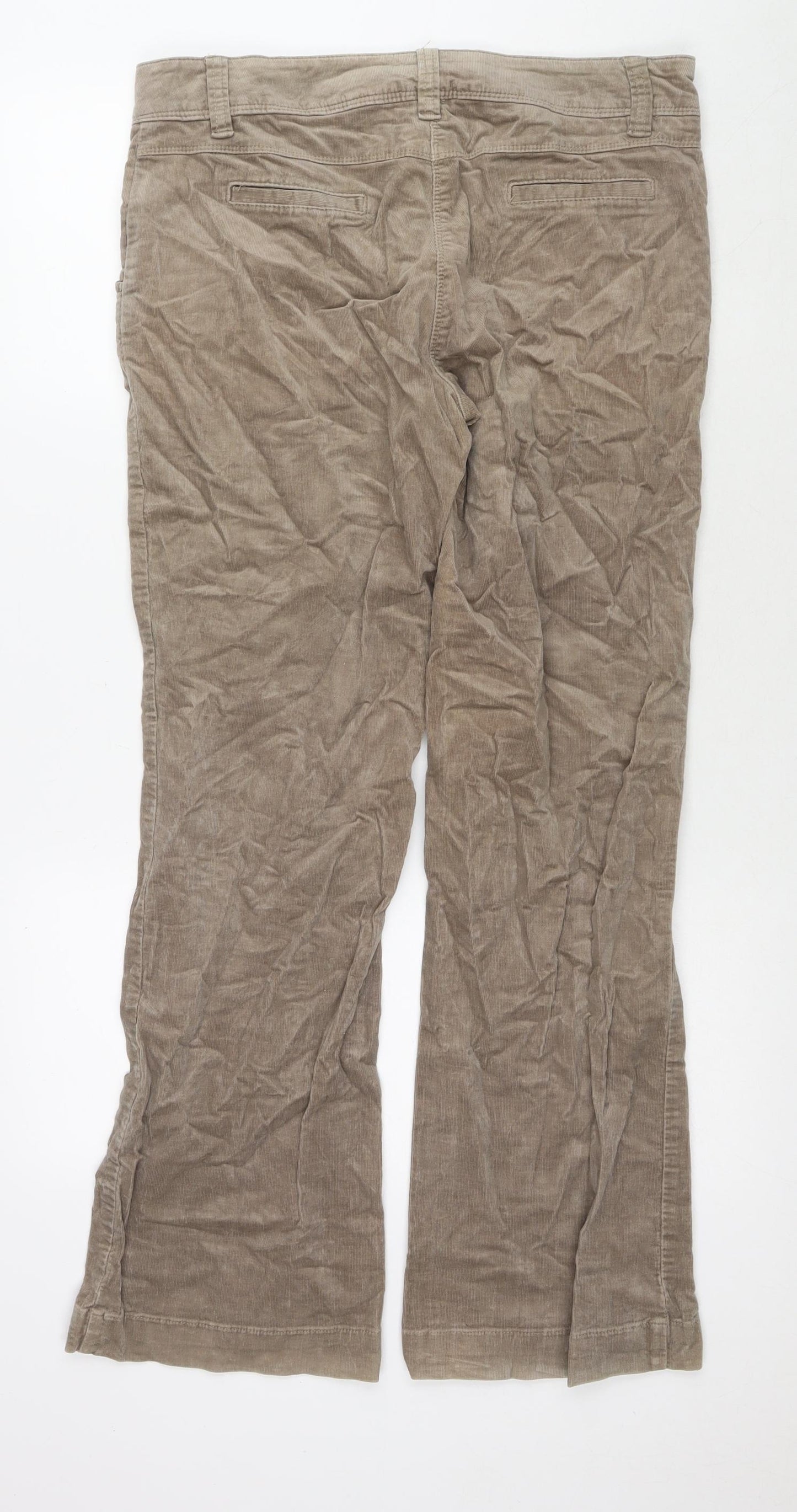 Debenhams Womens Brown Cotton Trousers Size 14 L30 in Regular Zip