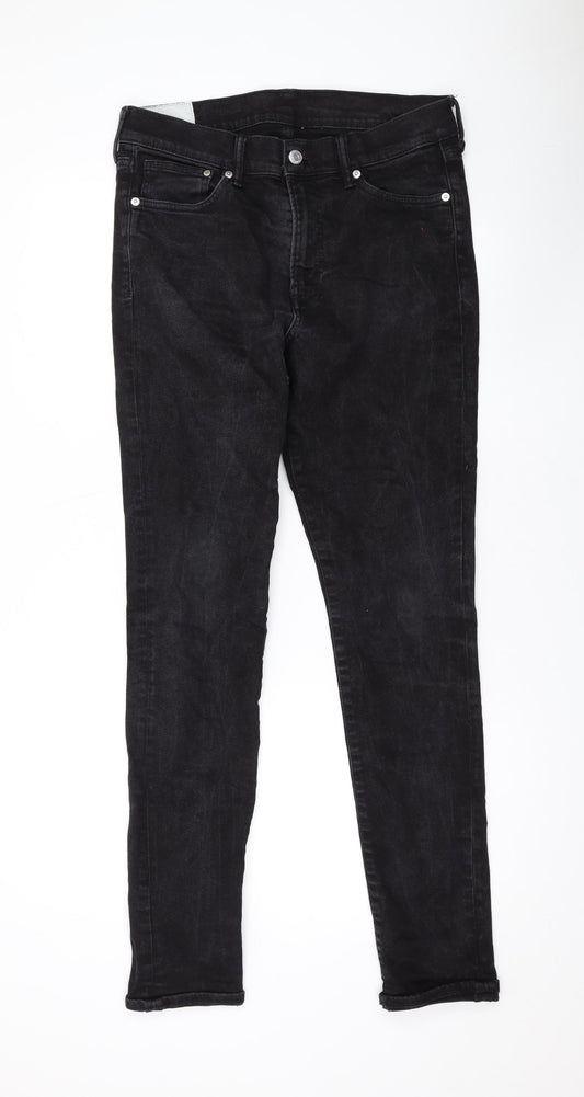 H&M Mens Black Cotton Skinny Jeans Size 32 in L31 in Regular Zip