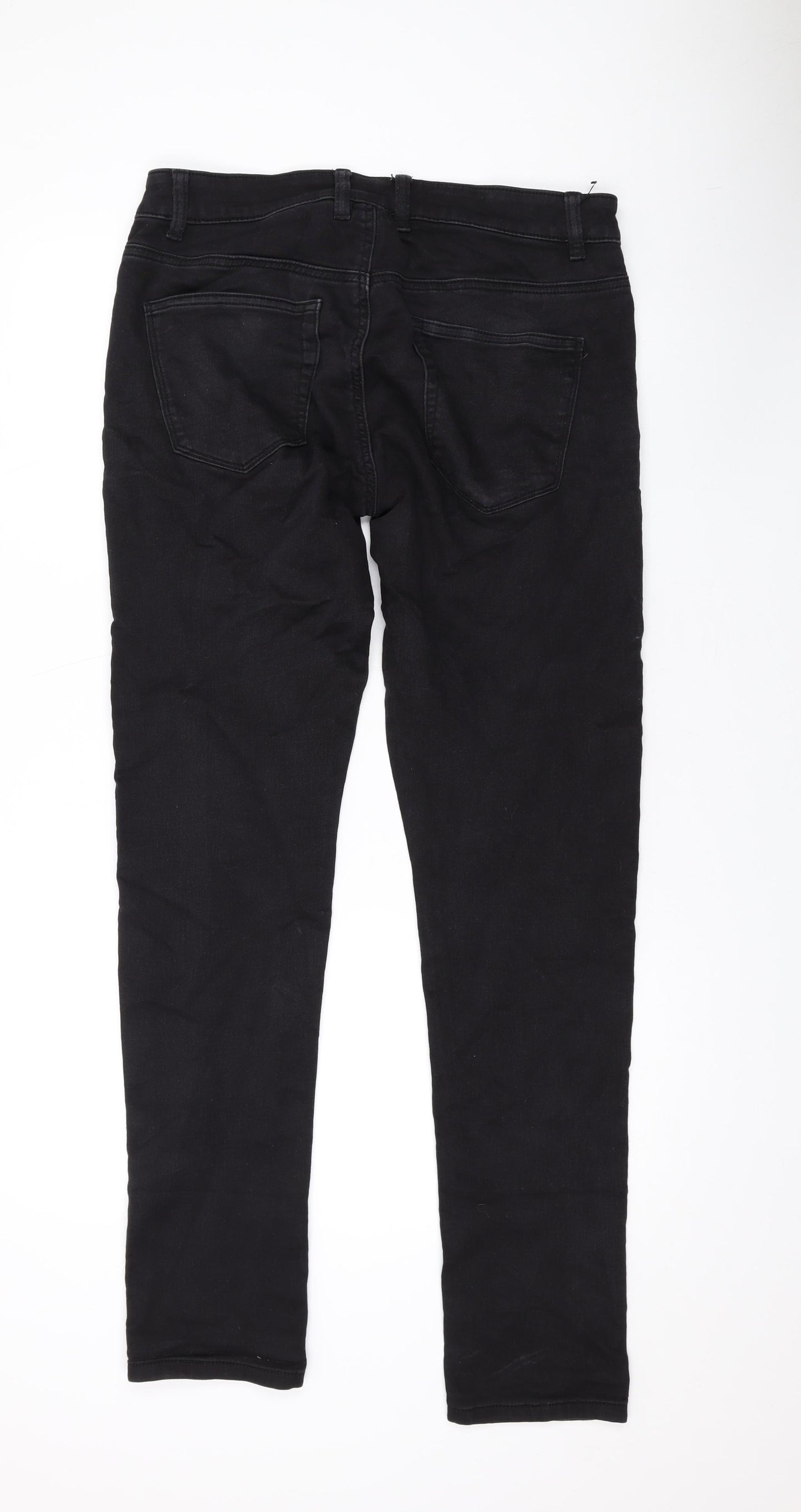 NEXT Mens Black Cotton Skinny Jeans Size 32 in L32 in Regular Zip