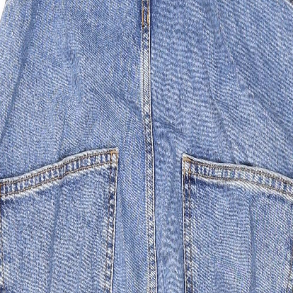 Topshop Womens Blue Cotton Dungaree One-Piece Size 12 L24 in Hook & Eye