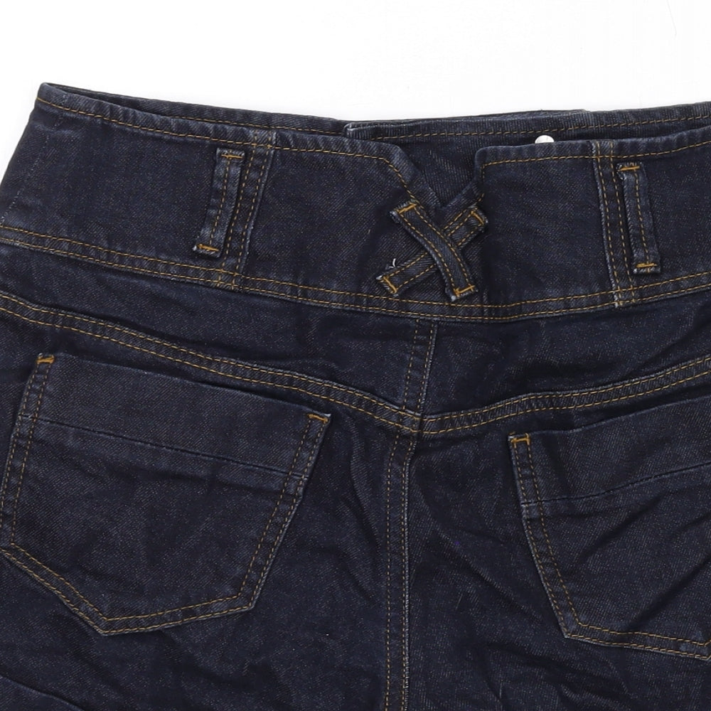 Miss Selfridge Womens Blue Cotton Hot Pants Shorts Size 12 L3 in Regular Zip