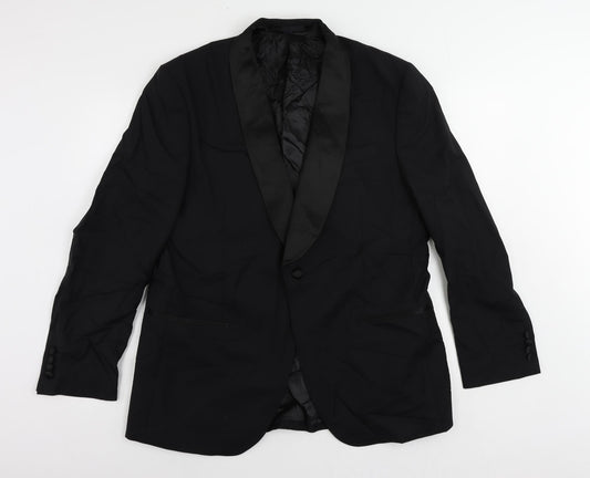 Marks and Spencer Mens Black Wool Tuxedo Suit Jacket Size 42 Regular