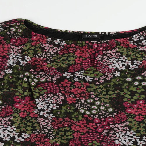 Evans Womens Multicoloured Floral Polyester Basic Blouse Size 16 Off the Shoulder