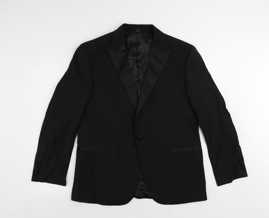 Marks and Spencer Mens Black Wool Tuxedo Suit Jacket Size 42 Regular