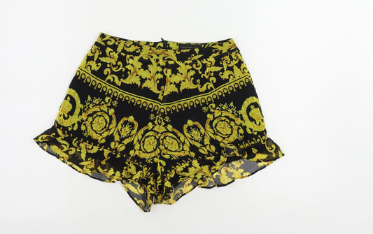 Love & Other Things Womens Black Paisley Polyester Basic Shorts Size S L3 in Regular Zip