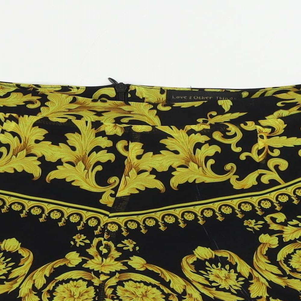 Love & Other Things Womens Black Paisley Polyester Basic Shorts Size S L3 in Regular Zip