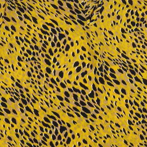 Blue chameleon Womens Yellow Animal Print Polyester Basic Blouse Size 14 Mock Neck