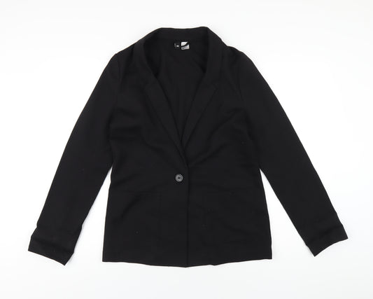 H&M Womens Black Polyester Jacket Blazer Size 10