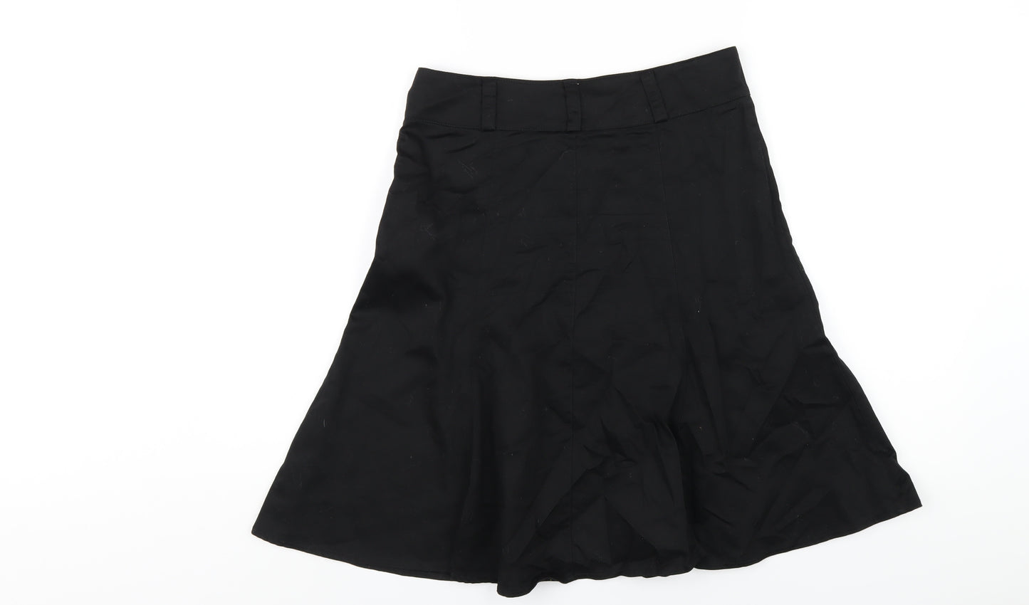 Denis Womens Black Polyester A-Line Skirt Size 6 Zip