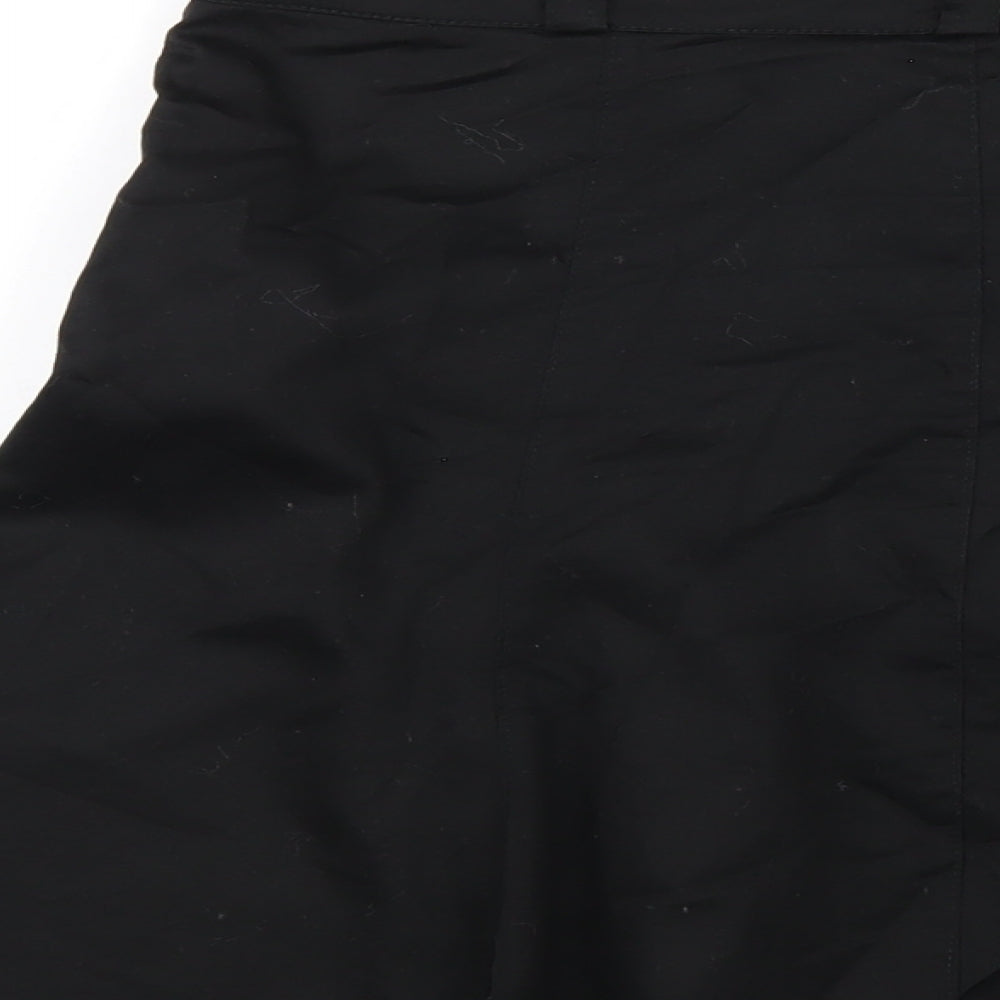 Denis Womens Black Polyester A-Line Skirt Size 6 Zip