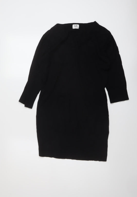 Bay Womens Black V-Neck Viscose Pullover Jumper Size 16