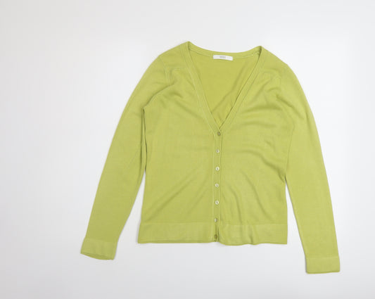 Marks and Spencer Womens Green V-Neck Acrylic Cardigan Jumper Size 8