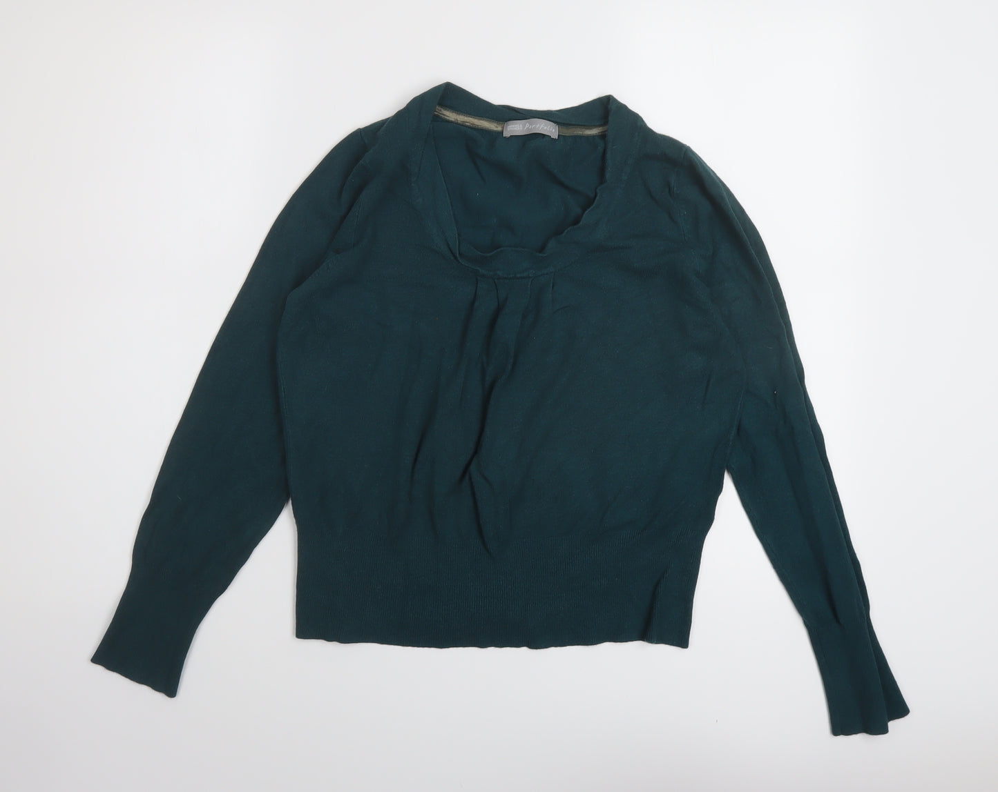 Marks and Spencer Womens Green Round Neck Viscose Pullover Jumper Size 14