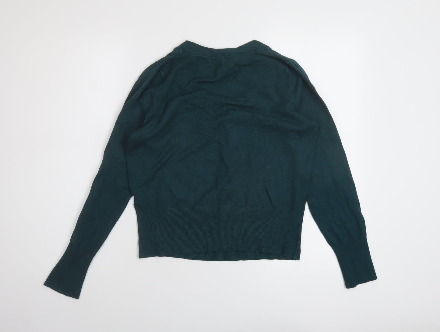 Marks and Spencer Womens Green Round Neck Viscose Pullover Jumper Size 14