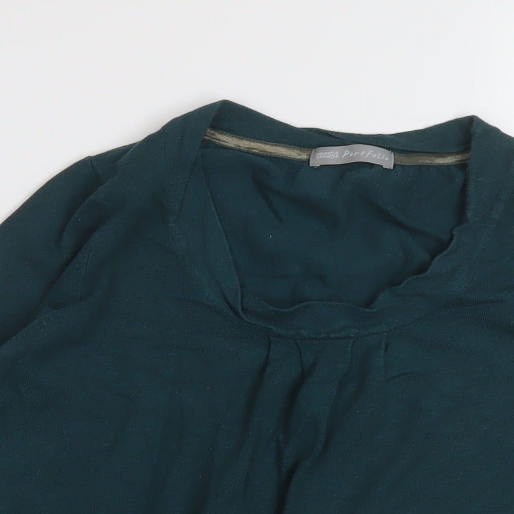 Marks and Spencer Womens Green Round Neck Viscose Pullover Jumper Size 14