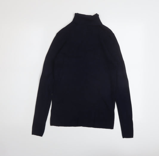 Marks and Spencer Womens Blue Roll Neck Viscose Pullover Jumper Size 14