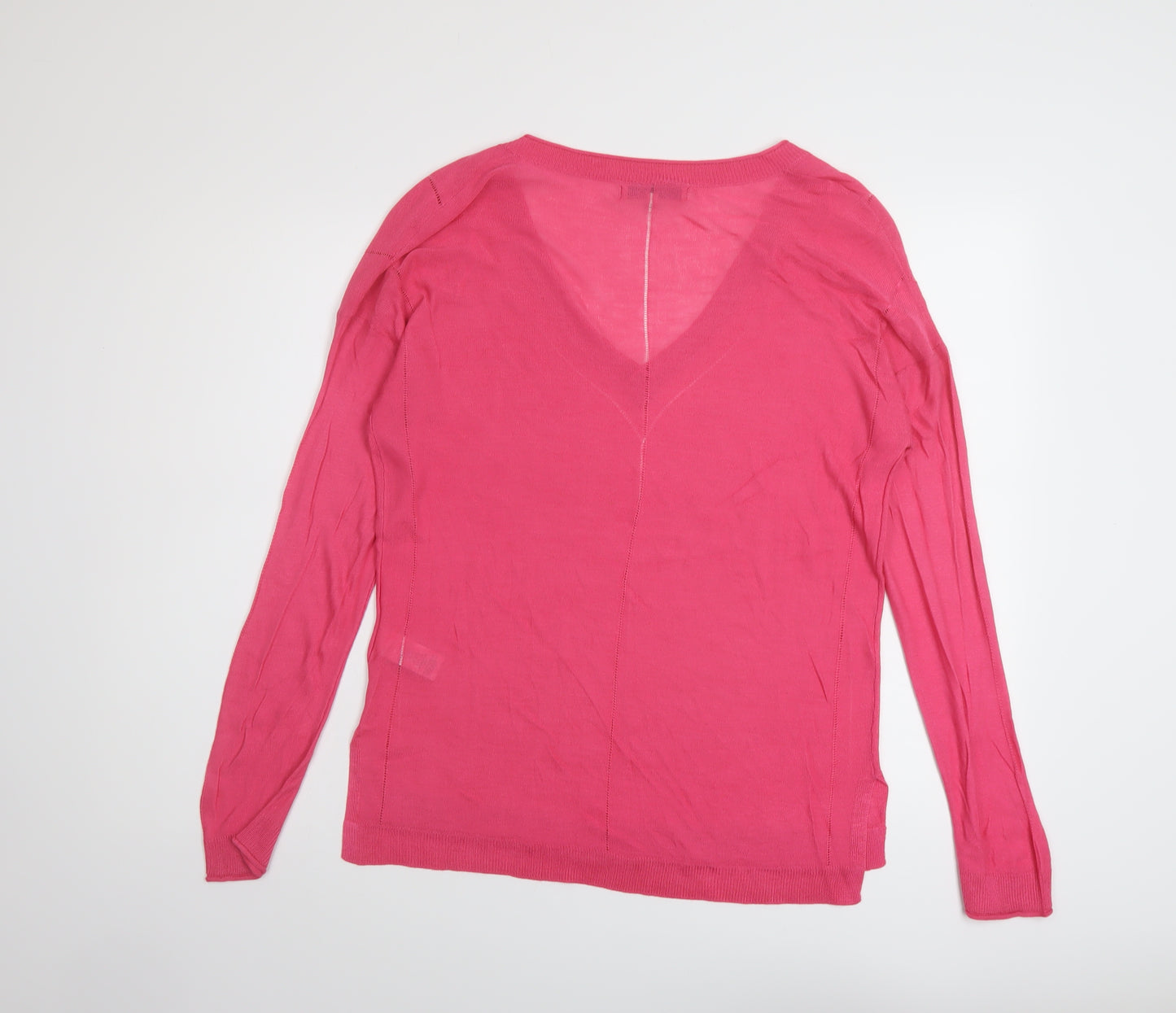 NEXT Womens Pink V-Neck Viscose Pullover Jumper Size 14