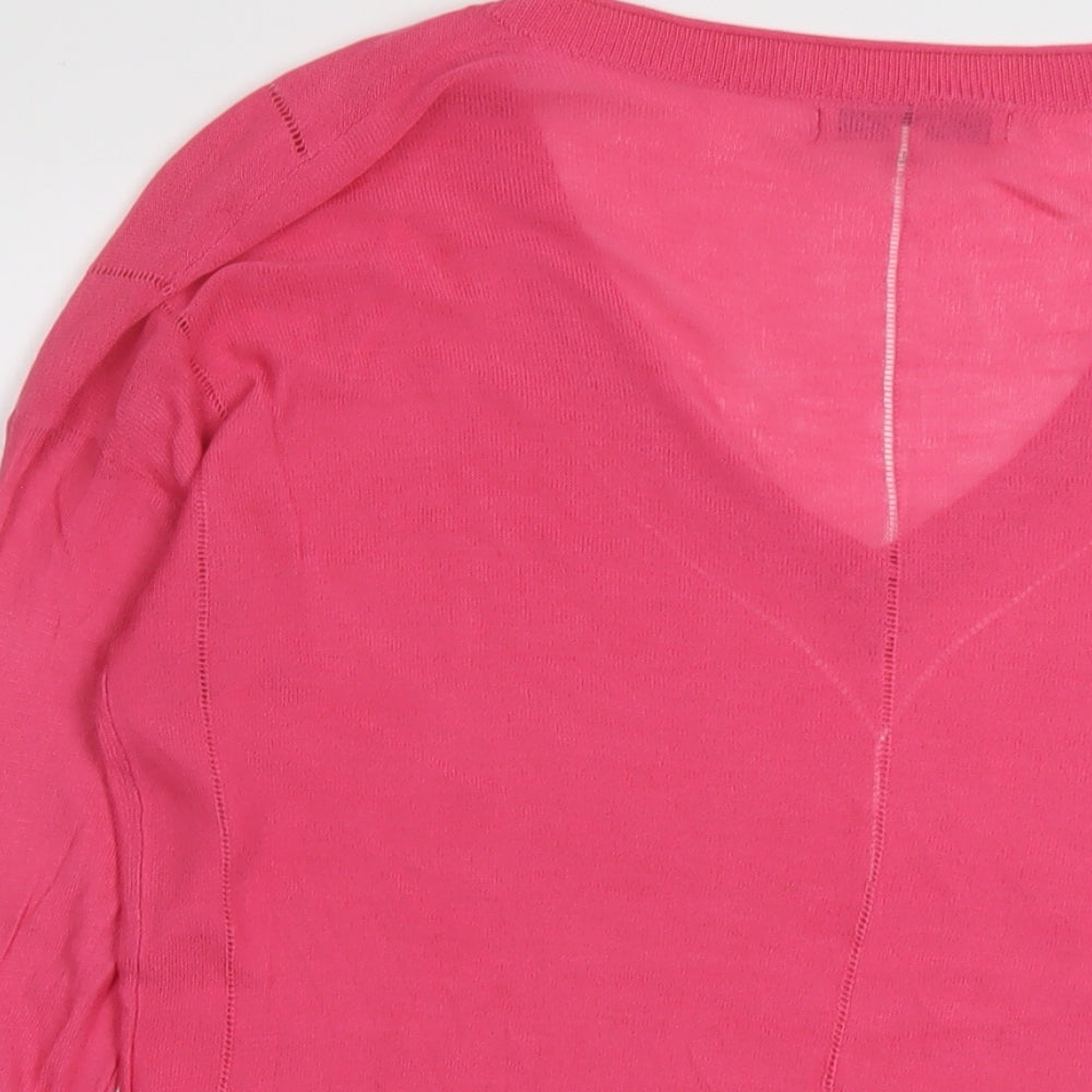 NEXT Womens Pink V-Neck Viscose Pullover Jumper Size 14