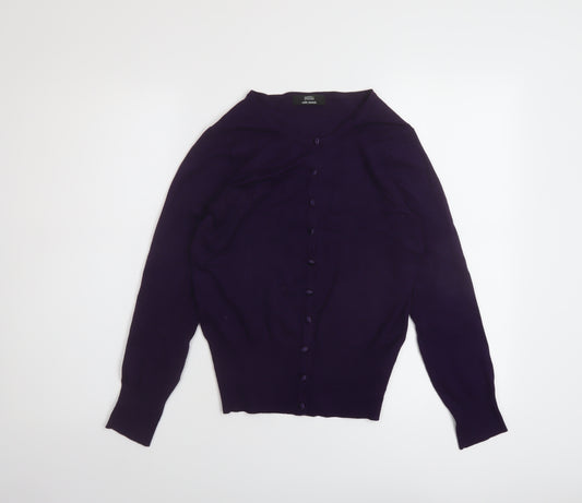 Marks and Spencer Womens Purple Crew Neck Viscose Cardigan Jumper Size 8