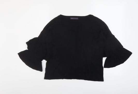 Marks and Spencer Womens Black Boat Neck Viscose Pullover Jumper Size 10