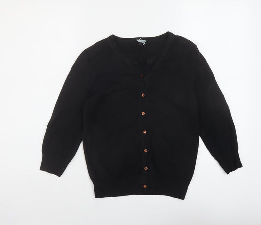 Red Herring Womens Black Round Neck Cotton Cardigan Jumper Size 8