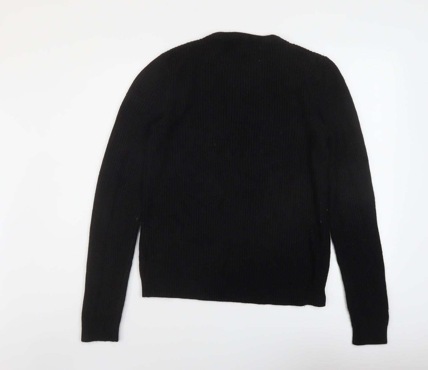 JACK & JONES Mens Black Crew Neck Acrylic Pullover Jumper Size M Long Sleeve