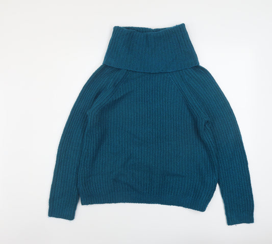 Gap Womens Blue Roll Neck Acrylic Pullover Jumper Size M